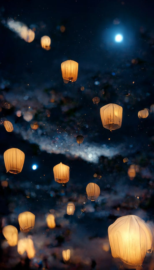 sky latern at night
