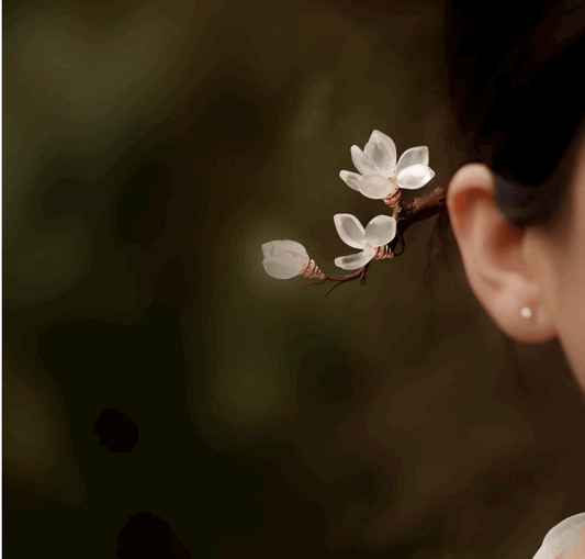 white floral hair stick hair chopstick