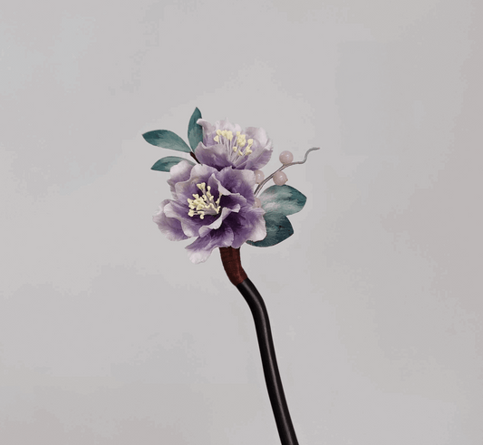 purple green floral hair stick hair chopstick