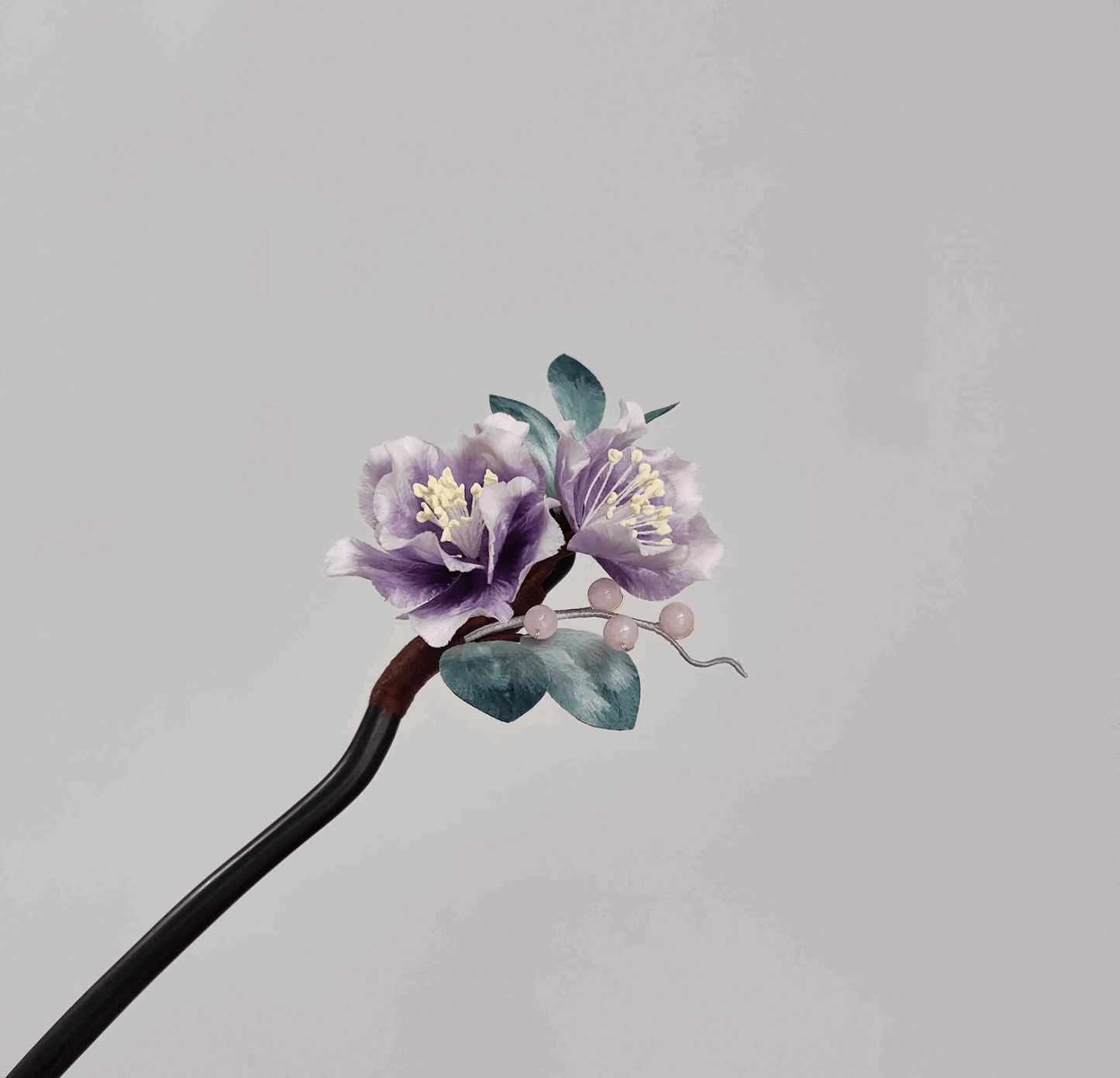 purple green floral hair stick hair chopstick