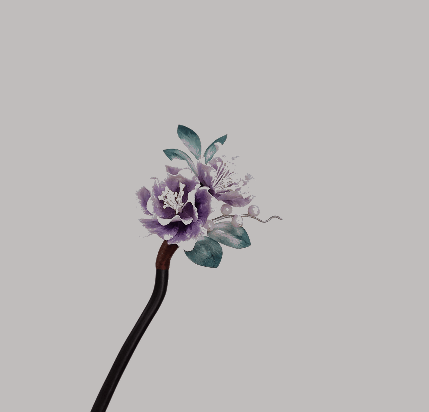 purple green floral hair stick hair chopstick