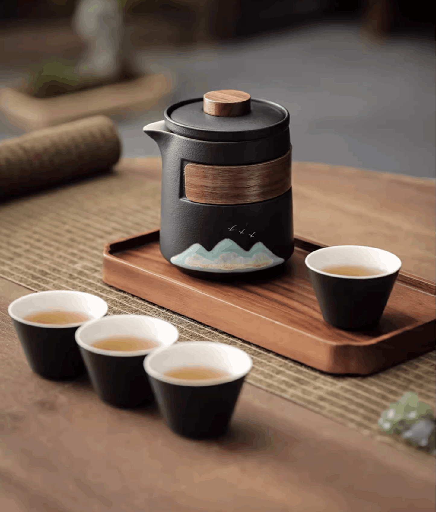 black tea pot and tea cup