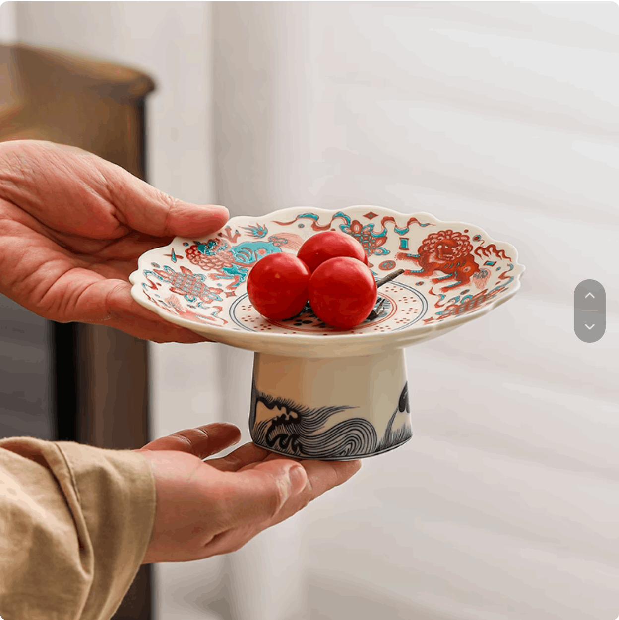 auspicious beast serving platter with cherry tomato