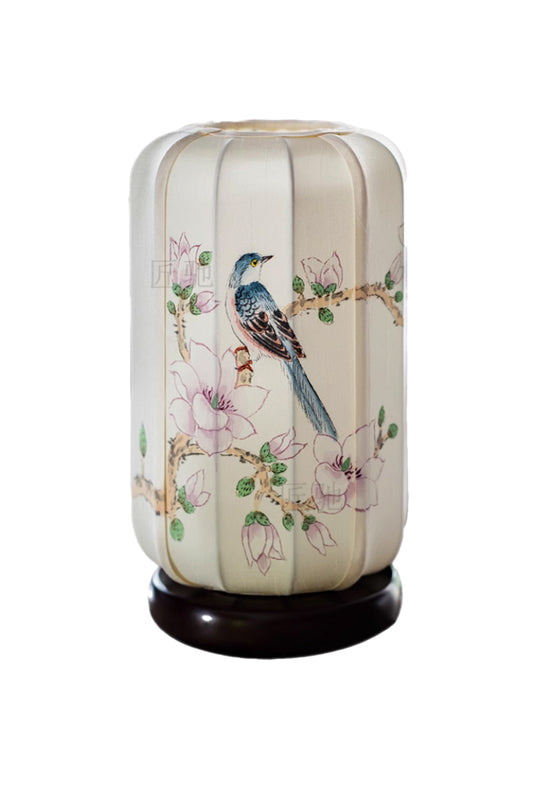 bird with floral latern lamp unlit