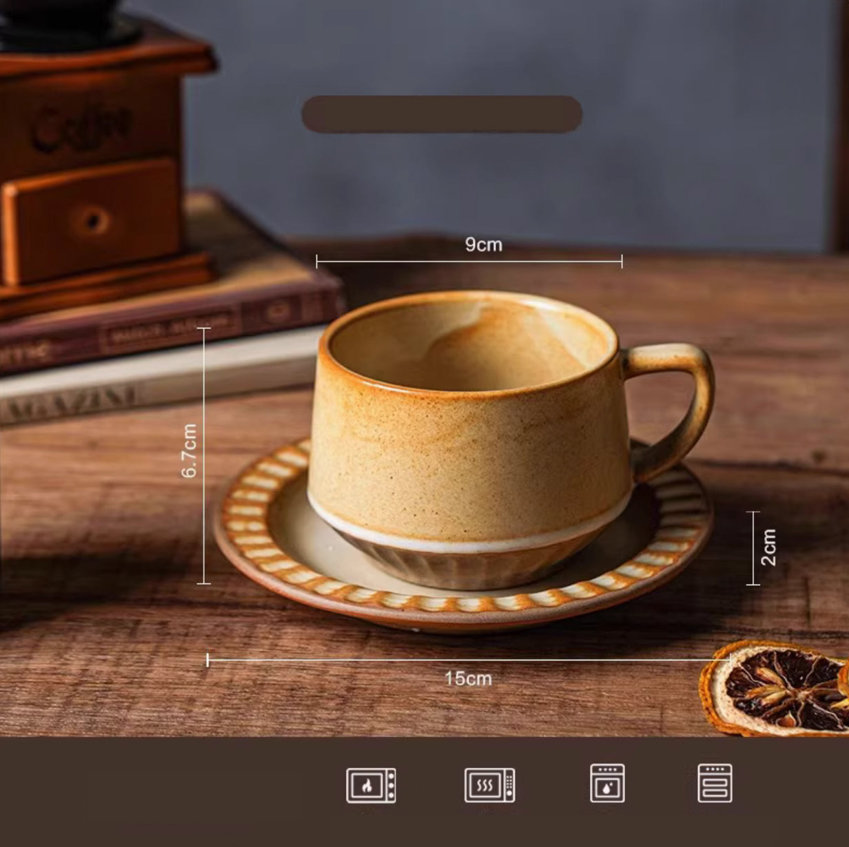 brown cup on wood table