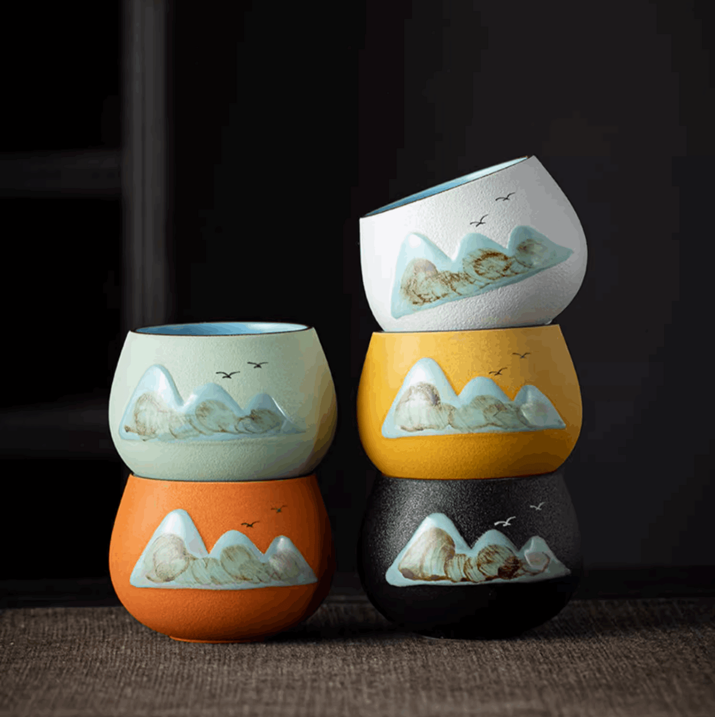 five mountain valley teacup stacked