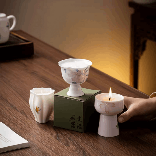 pink and white candle set