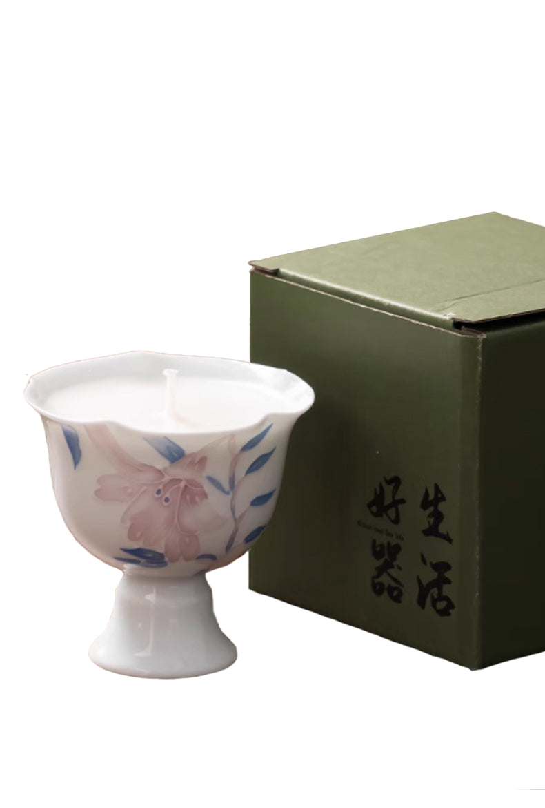 pink white floral scented candle