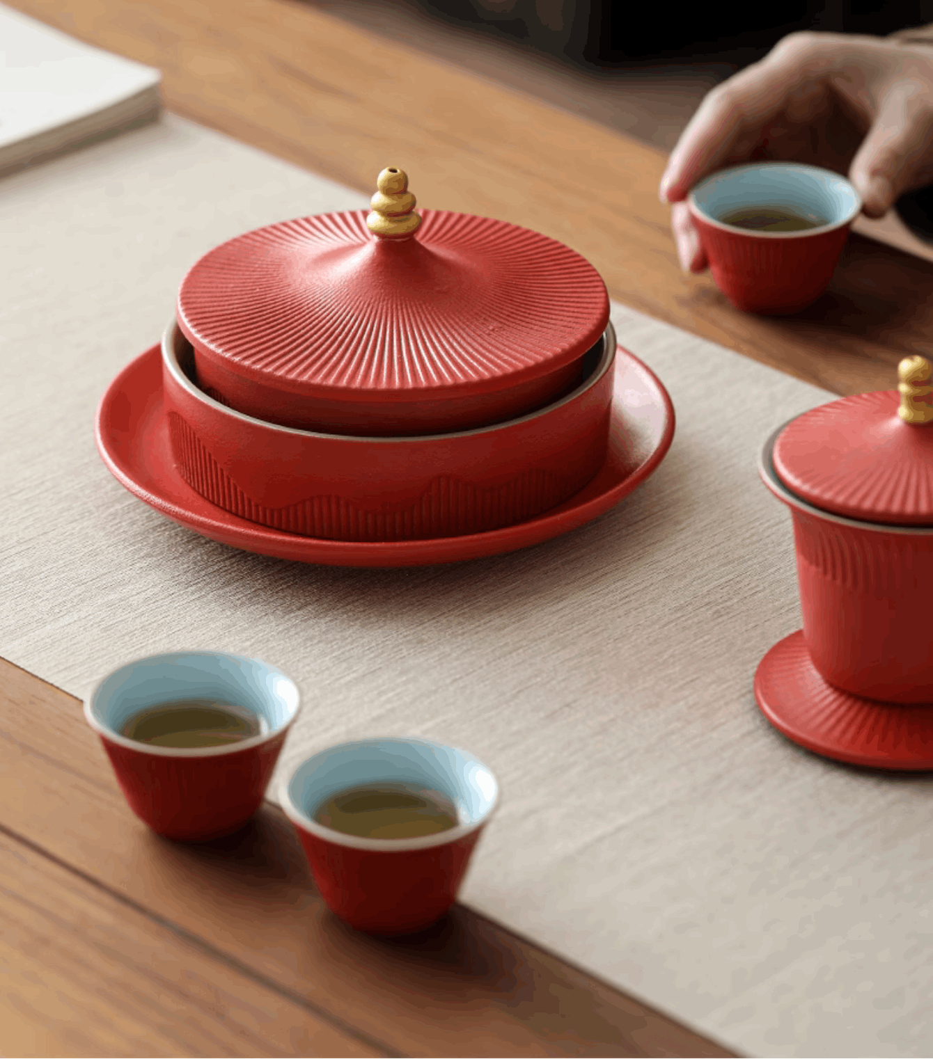 red serving platter