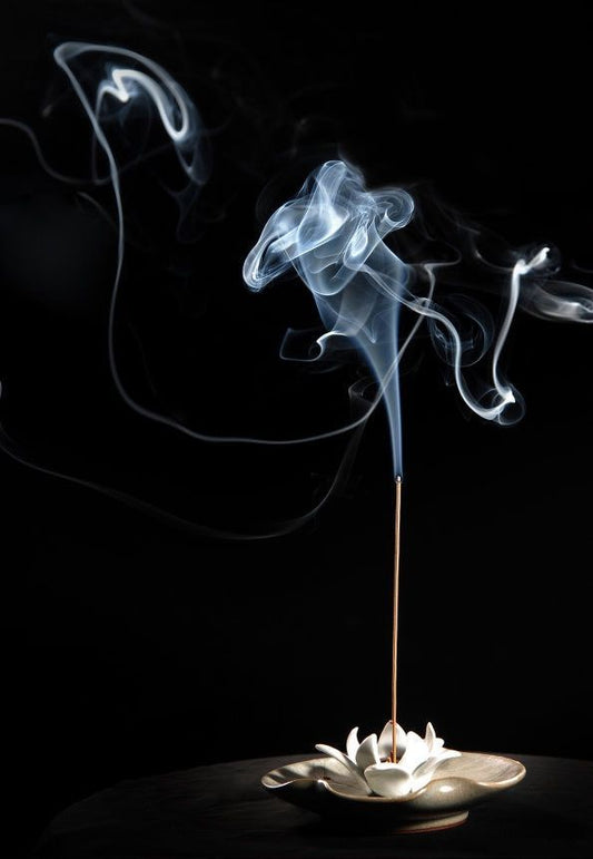 smoke coming from lotus incense 