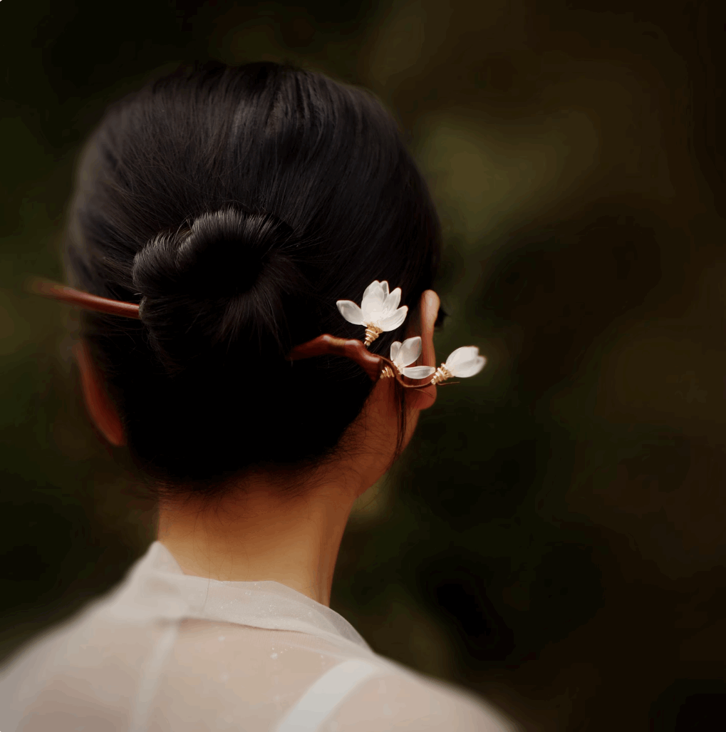 white floral hair stick hair chopstick