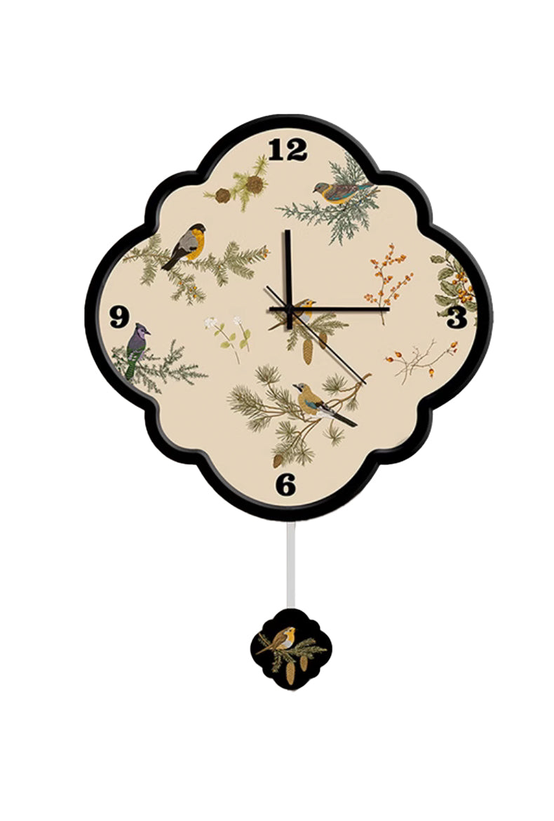 clover with birds and leaf clock