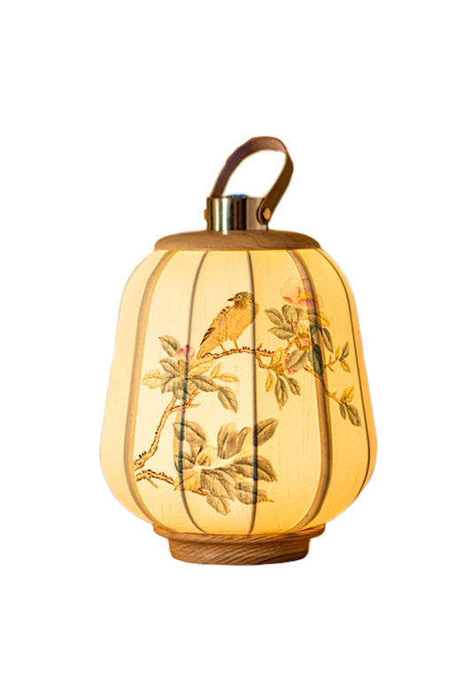 lantern lamp with bird and flower