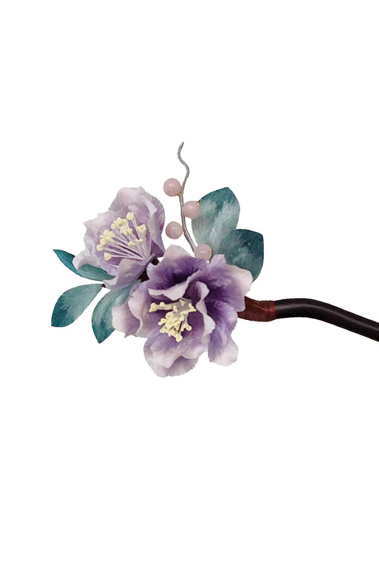 purple green floral hair stick hair chopstick