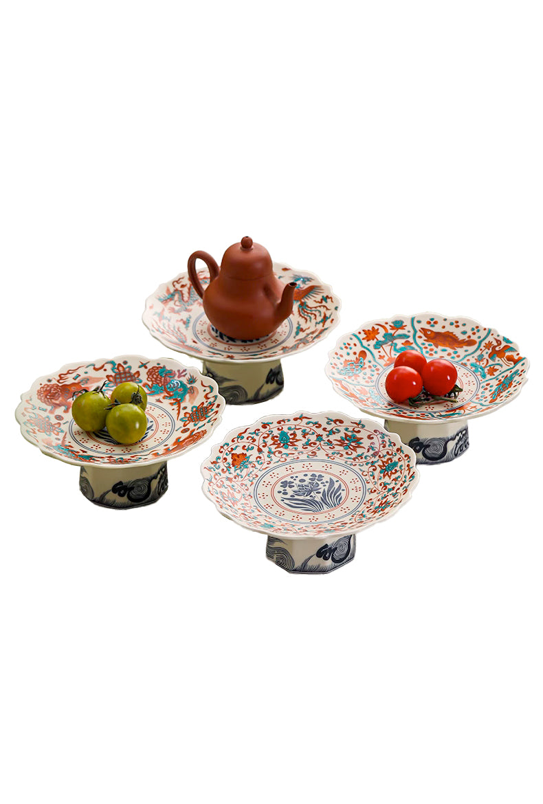 four chinese royal serving platter fish, phoenix, lotus, auspicious beast