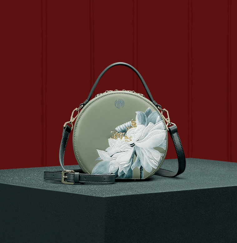 Jade green white floral bag