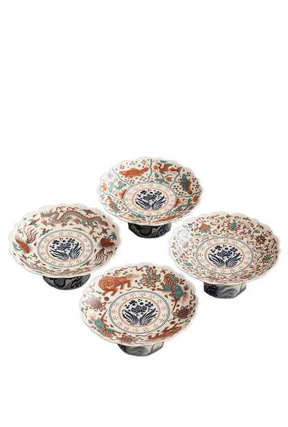 fish auspicious beast phoenix dragon lotus flower serving platter