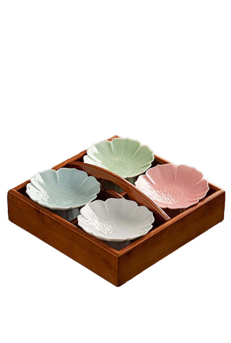 four set lotus serving platter