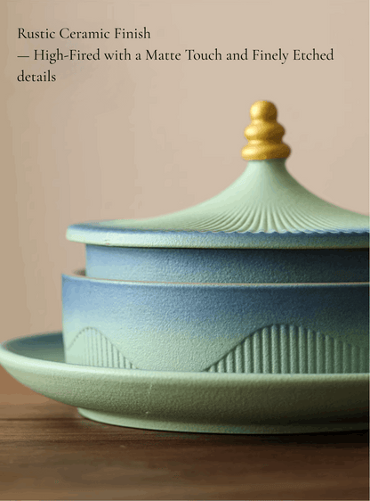green and blue serving platter