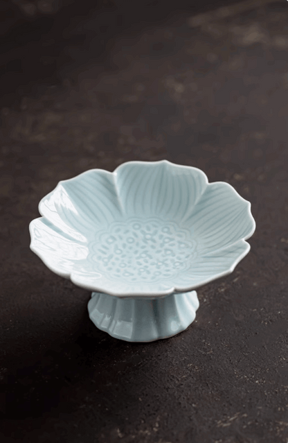 light blue lotus serving platter