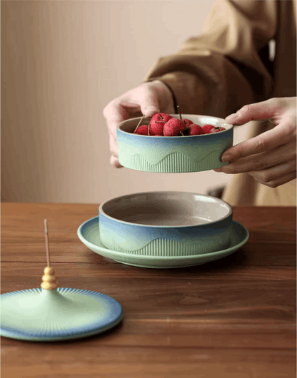 ombre gradient green blue serving platter
