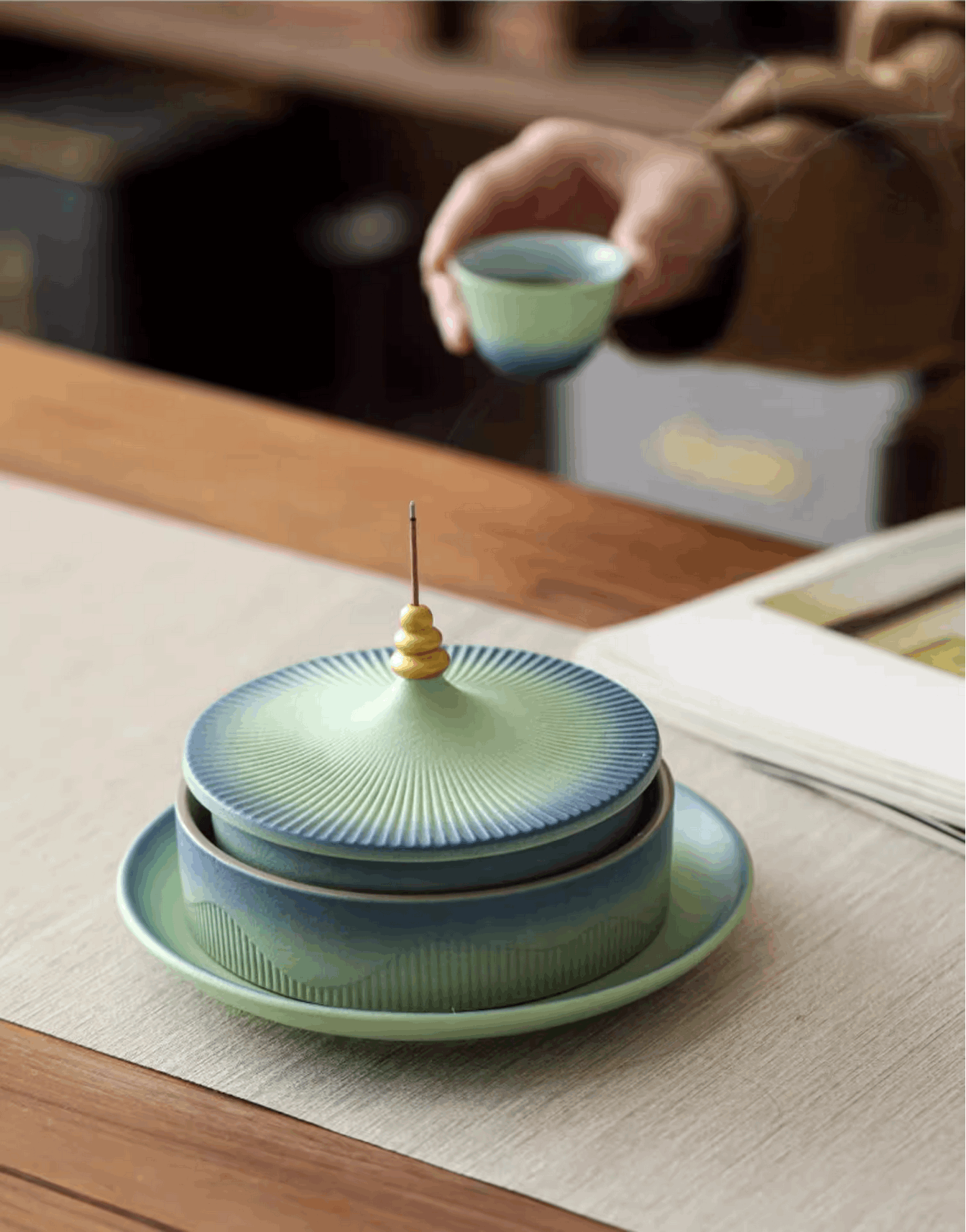 ombre jade green serving platter