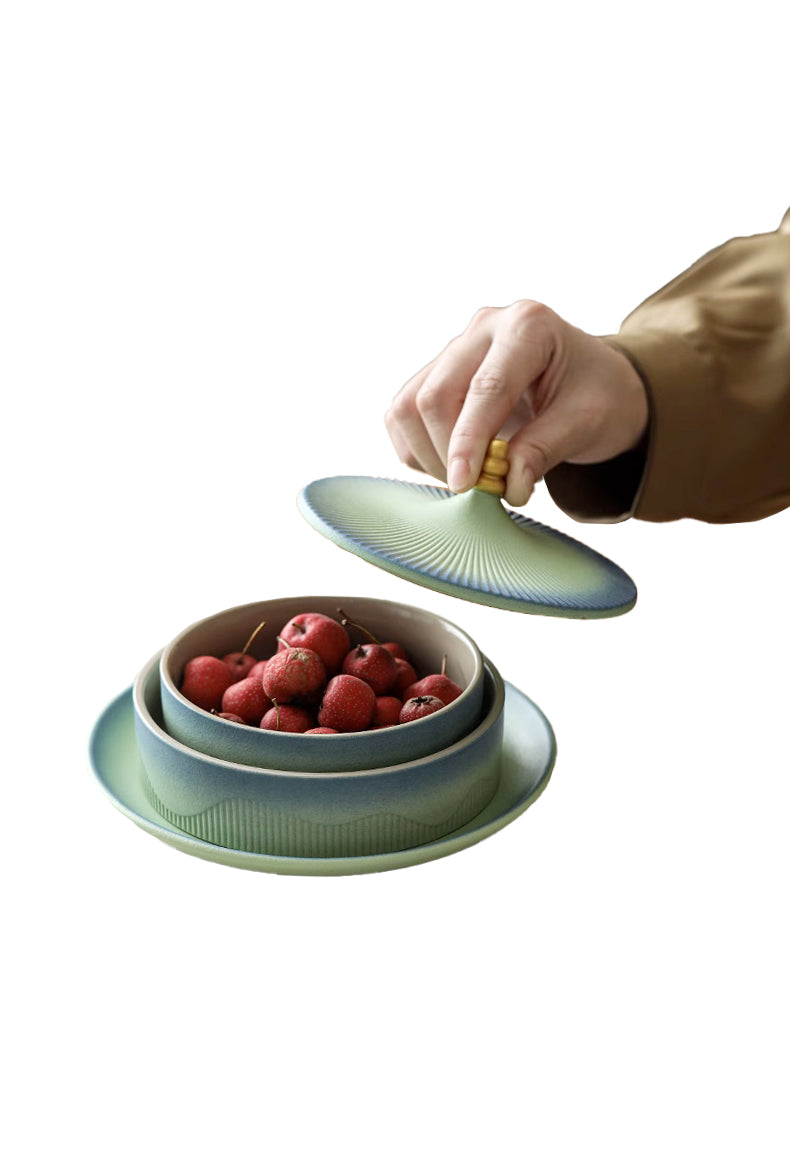 ombre green blue serving platter