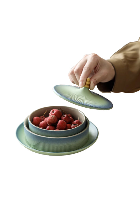 ombre green blue serving platter