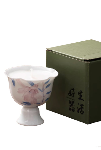 pink white floral scented candle