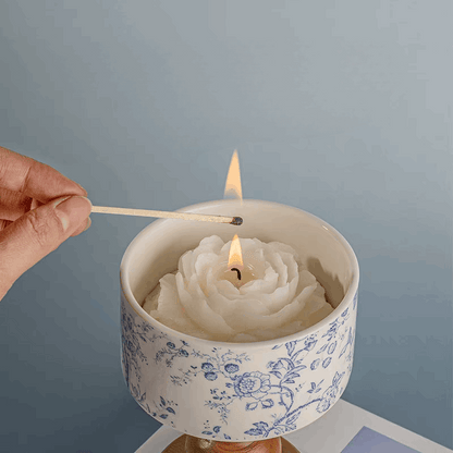 porcelain rose candle