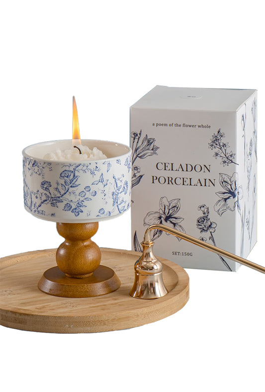 blue and white porcelain scented candle